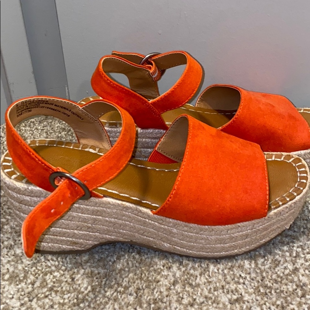 Orange Coral Espadrille Wedges
